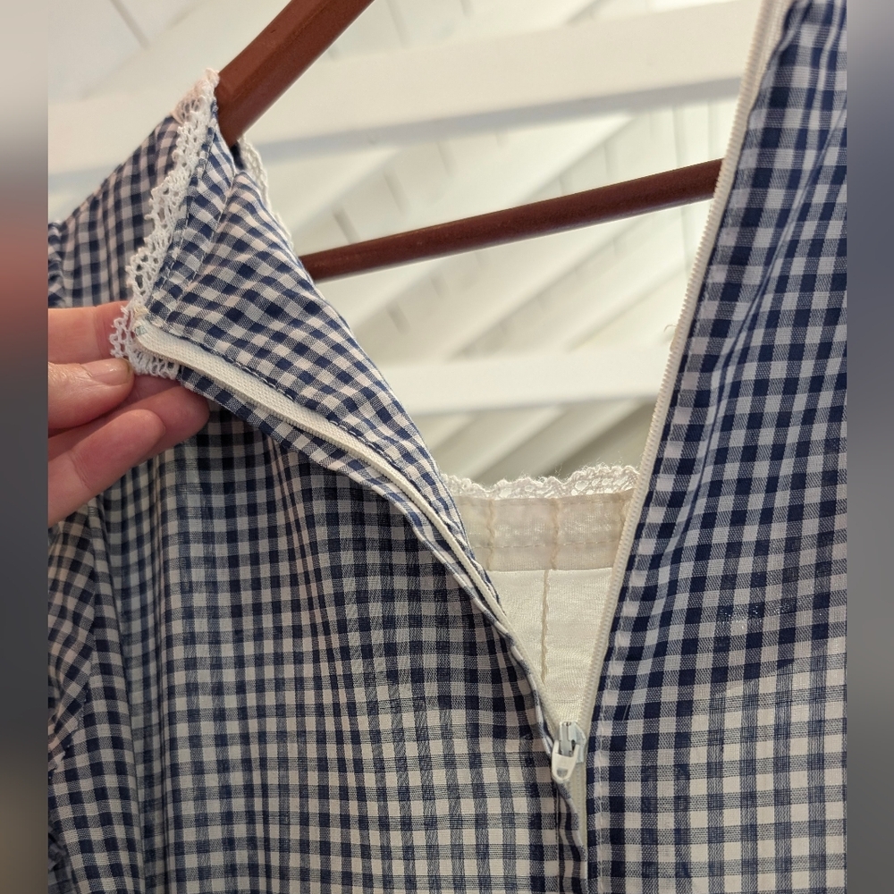 Gunne Sax Black and Cream Checked Long Sleeve Prairie Dress - Picture 9 of 16